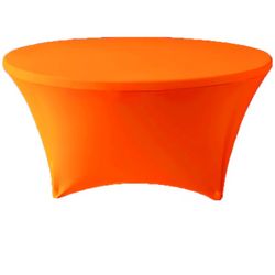 Neon Orange 5 ft 60inch Round Spandex Tablecloth Fitted Stretch Table Cover for Wedding Party Decoration

