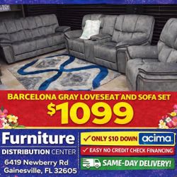 BARCELONA GRAY LOVESEAT AND SOFA SET ONLY $1099!