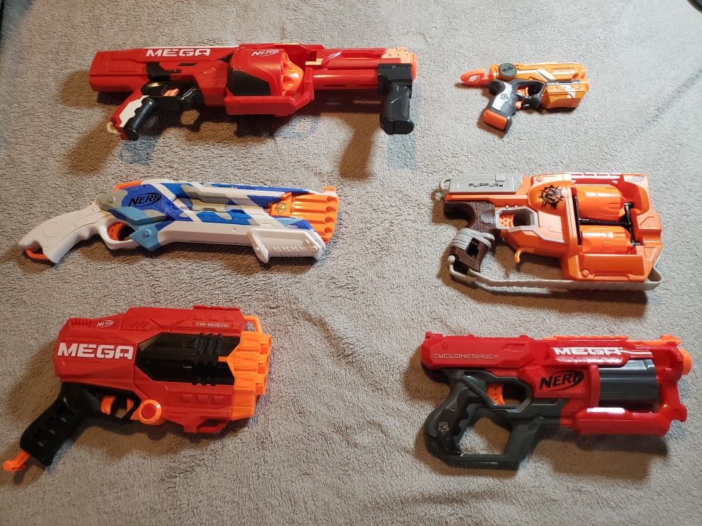 Nerf Gun Lot Of 6 Tested and Working 