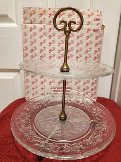 Brand New Fantasia Princess House 2 Tier Crystal Glass Serving Plates #566 $68.00