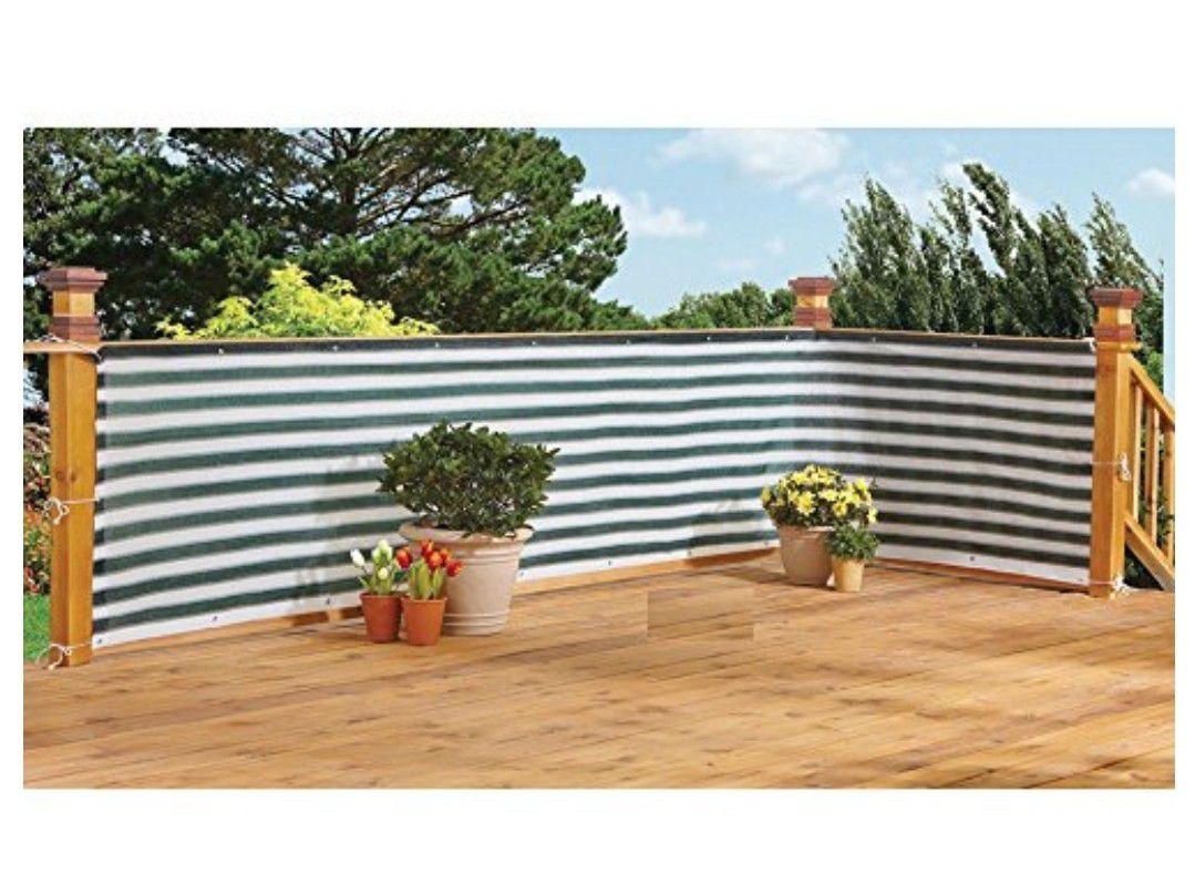 15 Feet Privacy Screen Fence Brown and White Stripes, For Outdoor Backyard, Patio