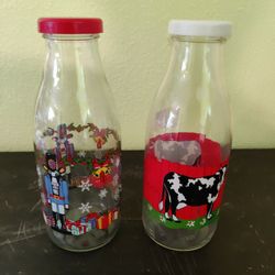 PAIR OF RETRO MILK BOTTLES