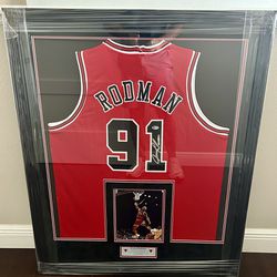 Dennis Rodman Signed Framed Jersey Chicago Bulls Beckett 