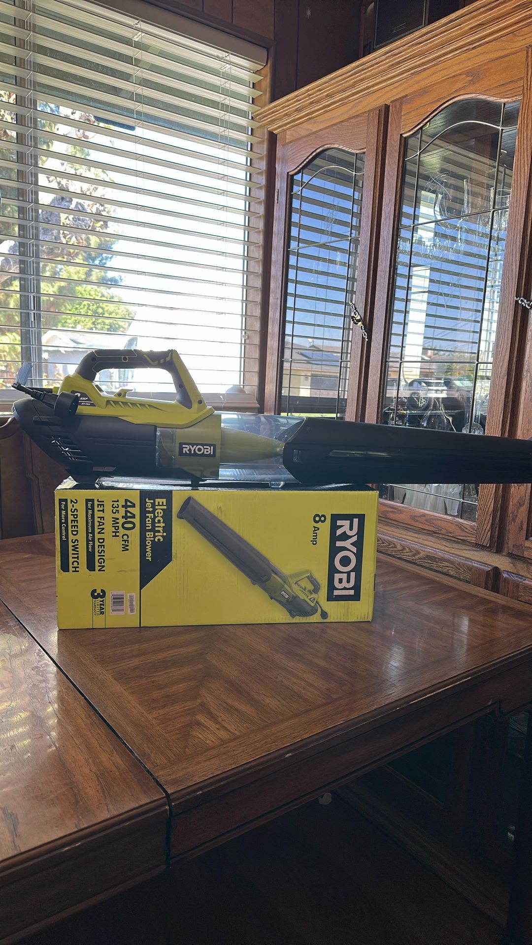 RYOBI 135 MPH 440 CFM 8 Amp Corded Electric Jet Fan Leaf Blower