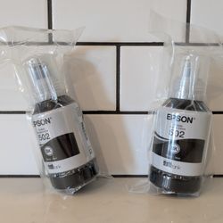 2 New Epson Black Ink Bottles
