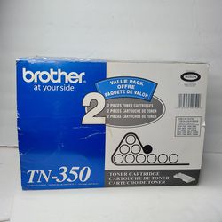 2 Pack Genuine Brother TN-350 TN350 2 PK Toner Cartridges Ink
