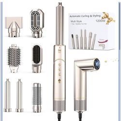 7 in 1 High-Speed Hair Dryer Brush, 110,000 RPM Air Styler for Automatic Air Curling, Negative Ionic Hot Air Brush Set for Fast Drying, Volumizing & F