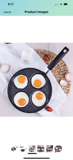 MyLifeUNIT Aluminum 4-Cup Egg Frying Pan, Non Stick Egg Cooker Pan
