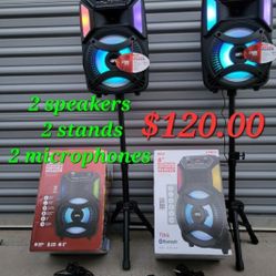 Bluetooth 🔥NEON🔥 speakers 
DUAL PAIR  RECHARGEABLES
WAVESYNC     2 bocinas    🚥🎁   
            2 MICRÓFONOS 🎤 🎤
       2. STANDS
BLUETOOTH. USB