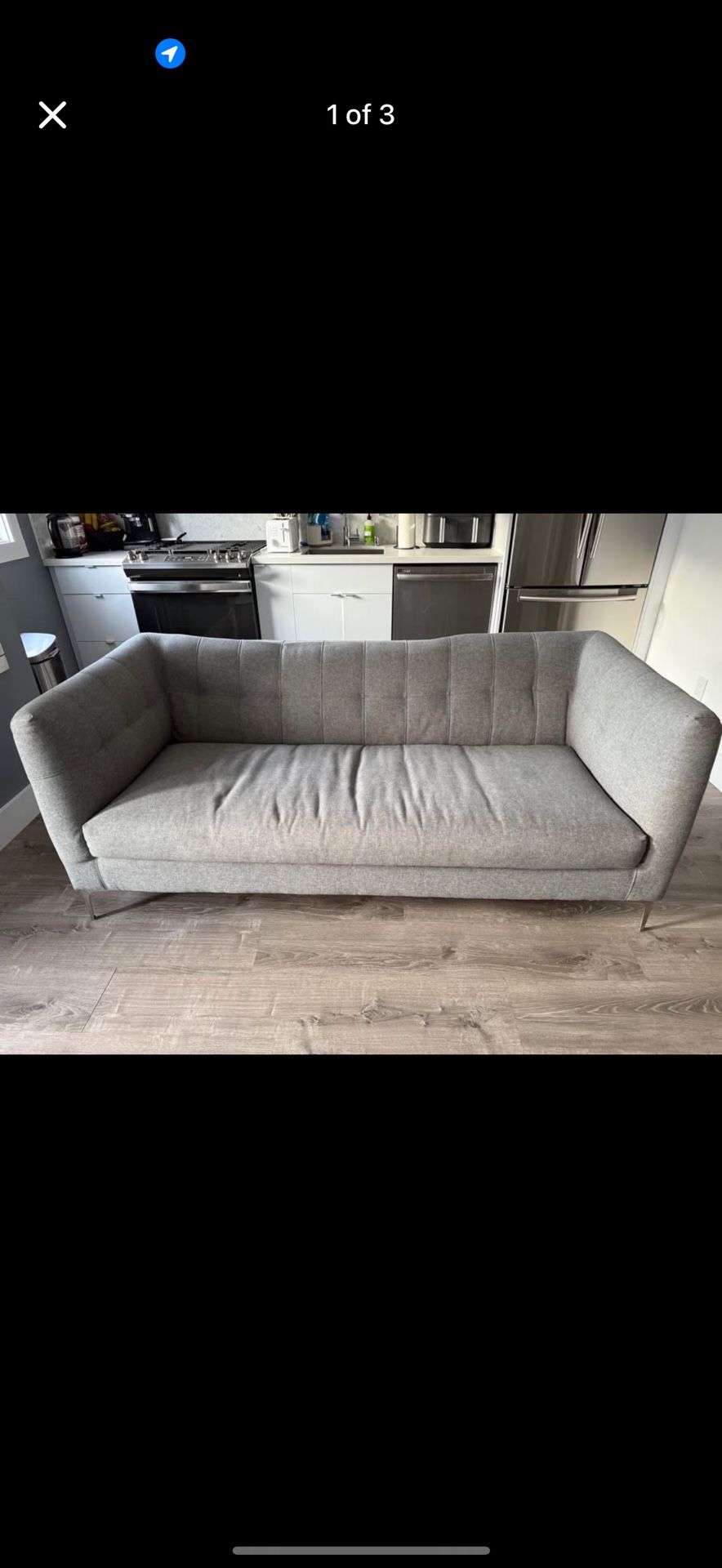 CB2 Holden Grey Tufted Sofa