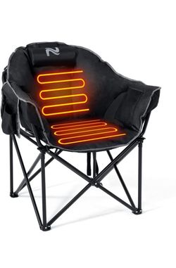  Heated Camping Chair, Oversized Heated Folding Outdoor Chair for Adults
