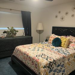 Anthropologie Indigo Lombok Queen Bed & Dresser 