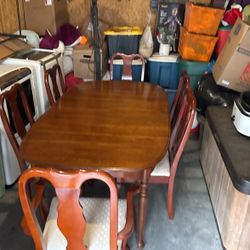Ethan Allen Antique Dining Table With 6 Queen Anne Chairs 