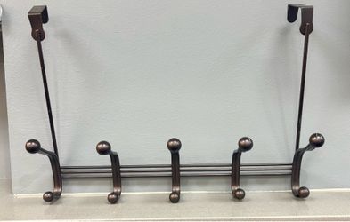 5 Dual Over the Door Steel Organizing Rack, Bronze