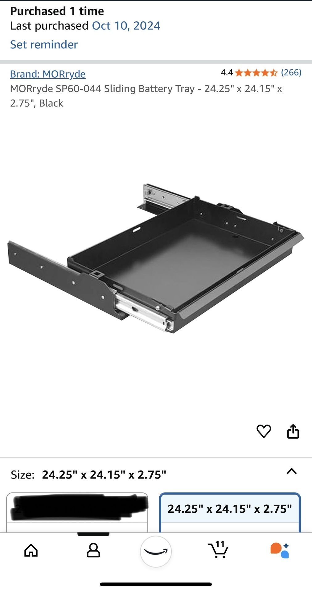 Sliding Tray For Batteries Or Generators