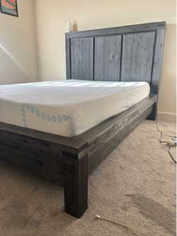 Full size bed frame solid wood with memory foam mattress