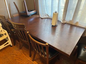 Dark Wood Dining Table with Chairs