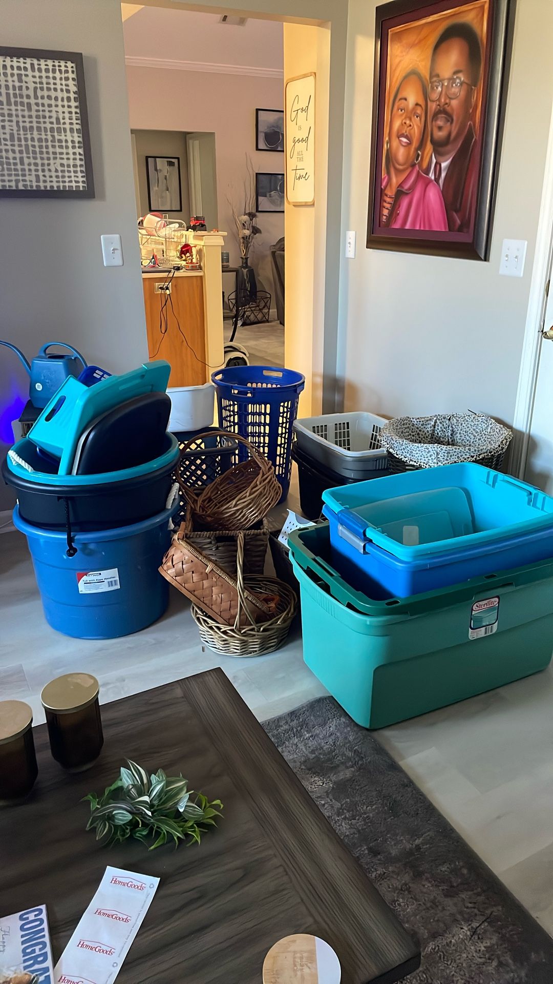 Assorted baskets and Storage Containers