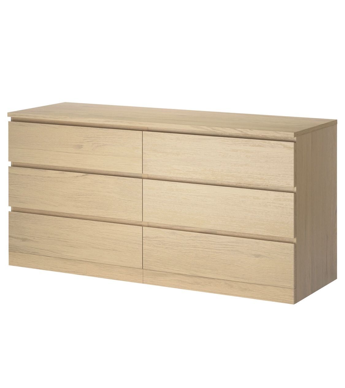 IKEA - MALM 6-drawer dresser, white stained oak veneer63x30 3/4 "