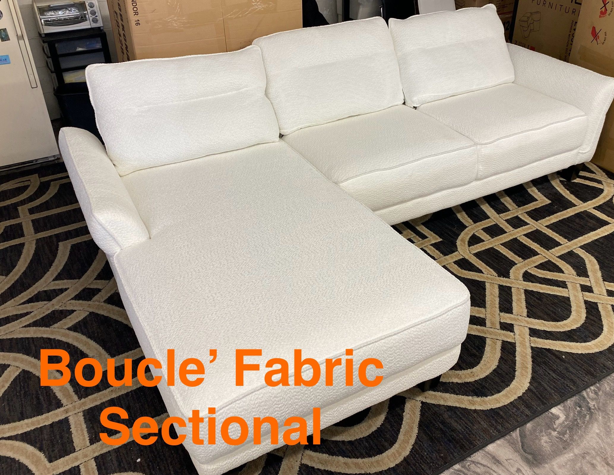 Beautiful White Fabric Sectional (Finance & Delivery)