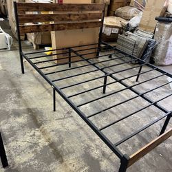 Only queen size bed frame  Brand New $80  🔥Queen Bed Frame with Headboard and Footboard, with Under Bed Storage, All-Metal Support System, No Box Spr
