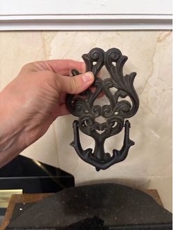 Vintage black cast iron heavy door knocker 7”