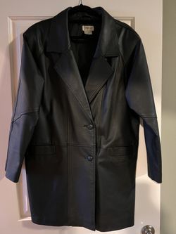 Women’s Black Leather Coat Size L