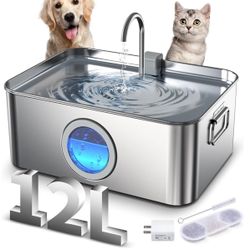 Dog Water Fountain Stainless Steel 12L/410oz/3.2Gal