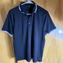 black Michael Kors men's short-sleeve polo shirt with white trim on the collar and sleeves Unused  Large on tag