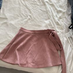 Pink Suede Mini Skirt