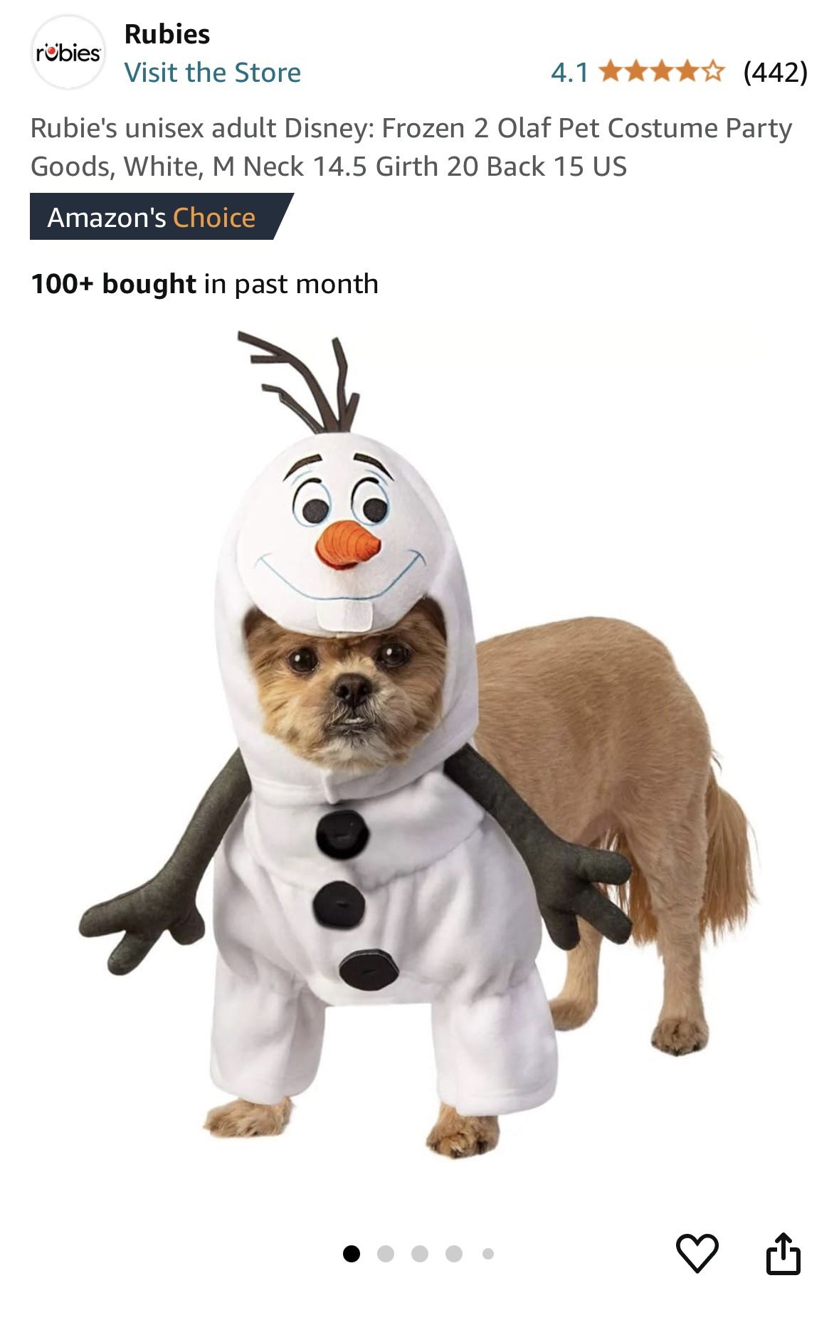 Olaf Dog Costume