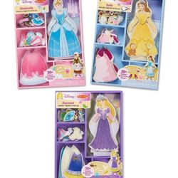 Disney's Cinderella, Belle & Rapunzel Magnetic Dress Up Bundle by Melissa & Doug (BRAND NEW) 