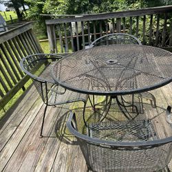 Outdoor Wrought Iron Patio Table Set 