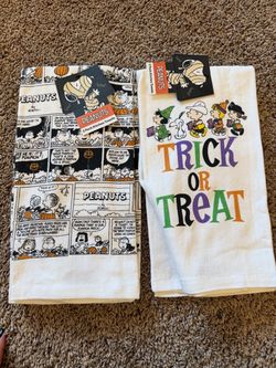2 sets of Peanuts Halloween Kitchen Towels 4 total