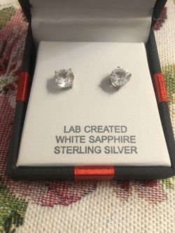 White Sapphire Sterling Silver Earrings - New