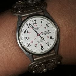 Native American sterling silver watch tips on pulsar railroad approved watch