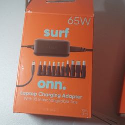 onn 65W Laptop Charger with 10 Interchangeable Tips, 10ft Power Cord