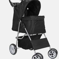 Pet Stroller Cat Dog Cage 4 Wheels Foldable Carrier Strolling Cart  Travel
