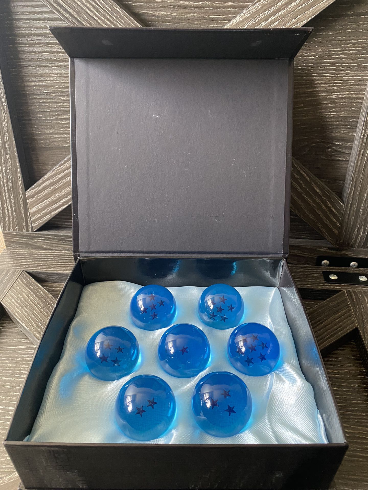 7 pcs Dragon Ball Z 3.5cm Stars Blue Crystal Ball Replica Collection In Box Set