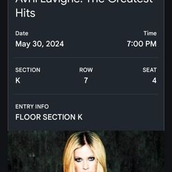 Avril Lavigne Greatest Hits 2024 Kia Forum Ticket