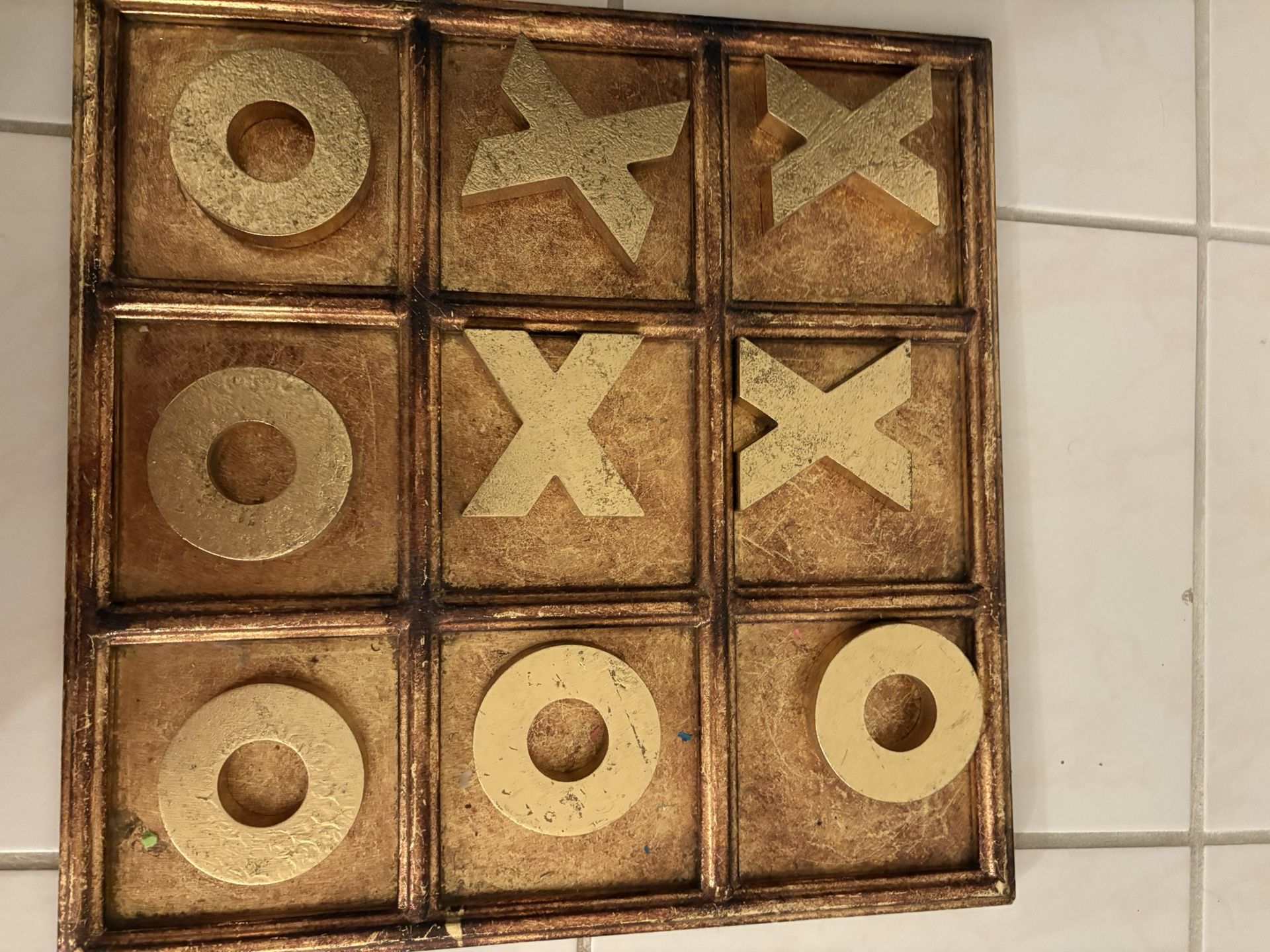 Gold Magnetic Tic Tac Toe Game Decor