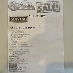 Maytag® 7.3 Cu. Ft. White Front Load Gas Dryer