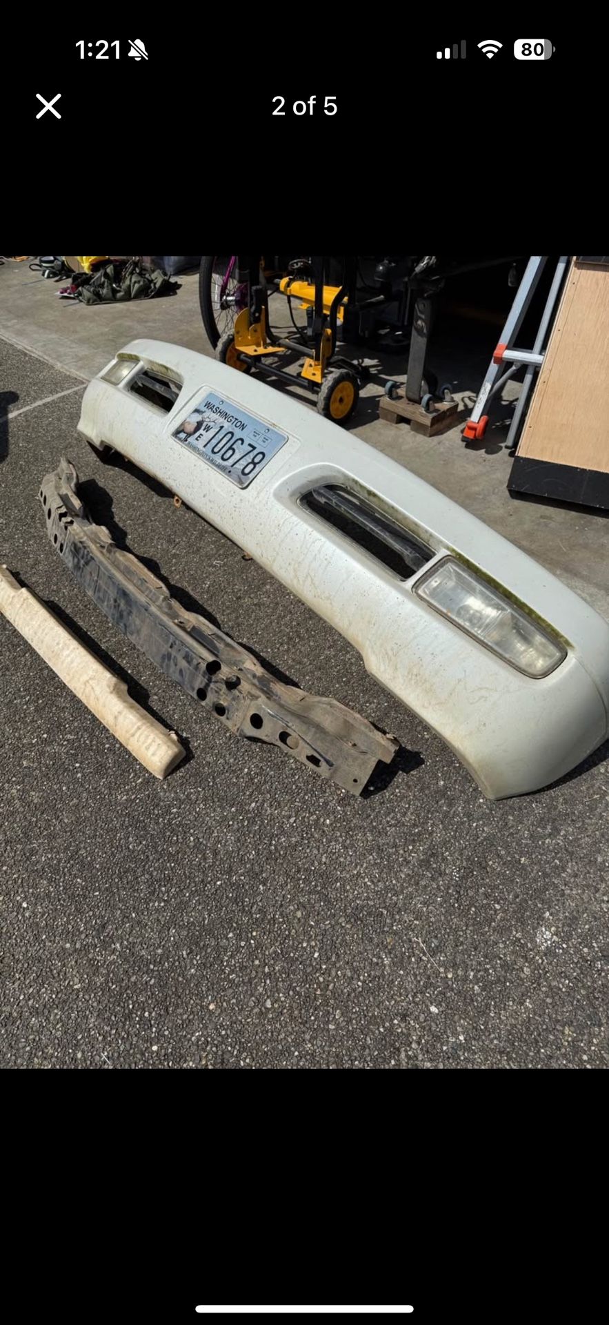 100 series Lx470 white bumper and support with all hardware 1999