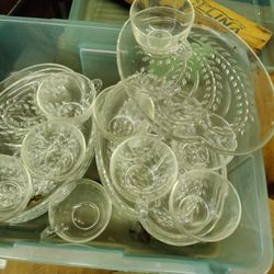 Glass Tea And Sandwich Glass Trays ..1950s