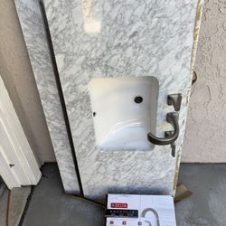 Marble Bath Vanity Top-gray/white