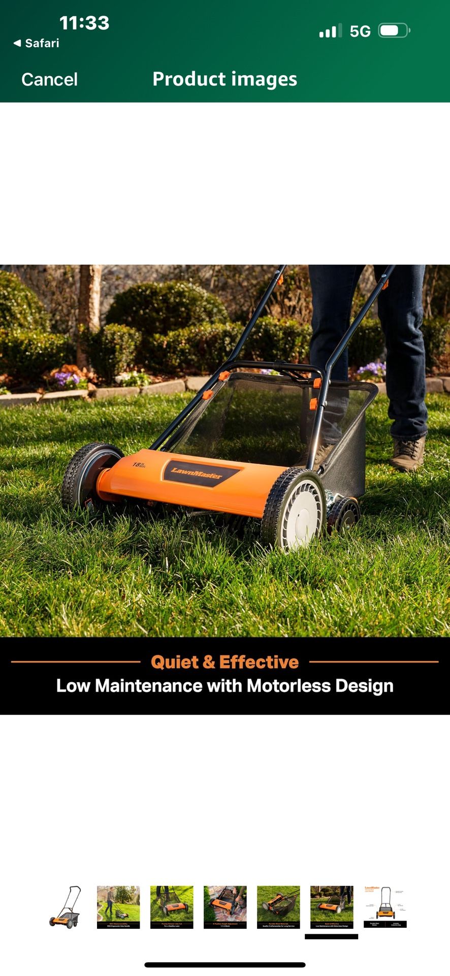 LawnMaster 18-Inch Reel Lawn Mower