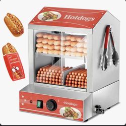 Hot Dog Steamer 28.5qt, 2-tier Hot Dog Machine With Bun Warmer, 175 Hot Dogs & 40 Buns Capacity, Electric Hot Dog Bun Warmer With Visible Glass Slidin