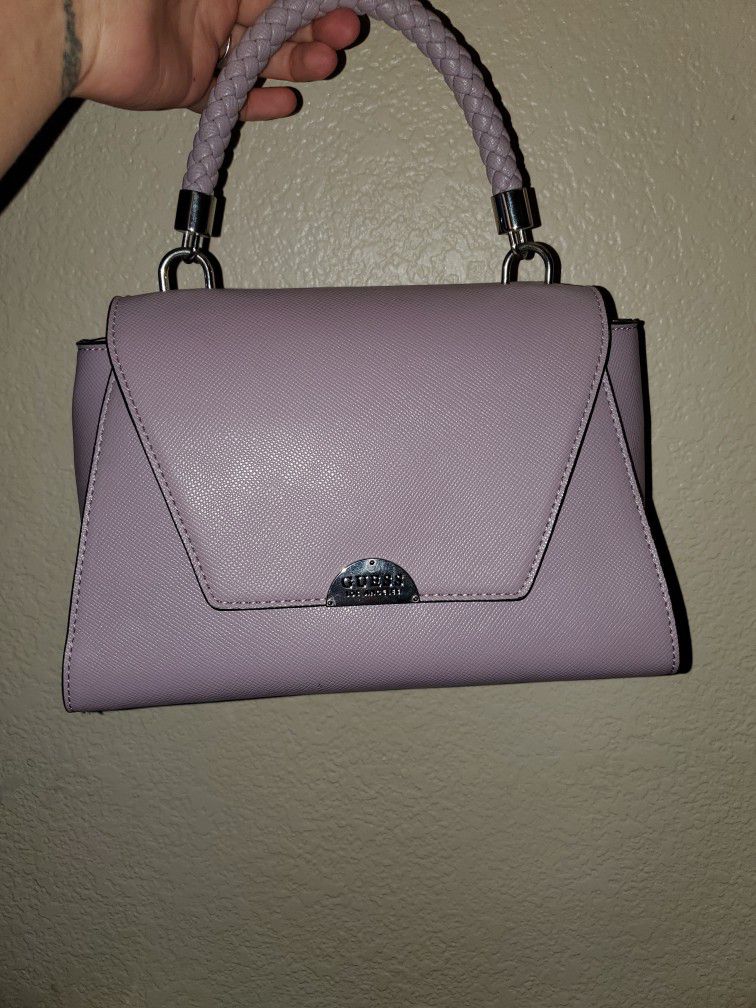Lilac GUESS hand Bag With Shoulder Strap