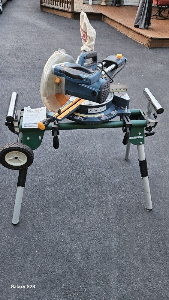 Miter Saw 10" With Foldable Base And Wheels