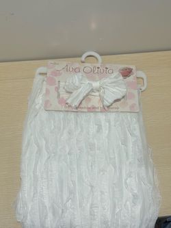 New Ava Olivia Baby Swaddle and Headwrap Set Newborn - All White